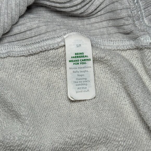 Aerie Mock Neck Sweatshirt Side Slit Collar Long Sleeve Pullover Small Gray - Picture 5 of 8